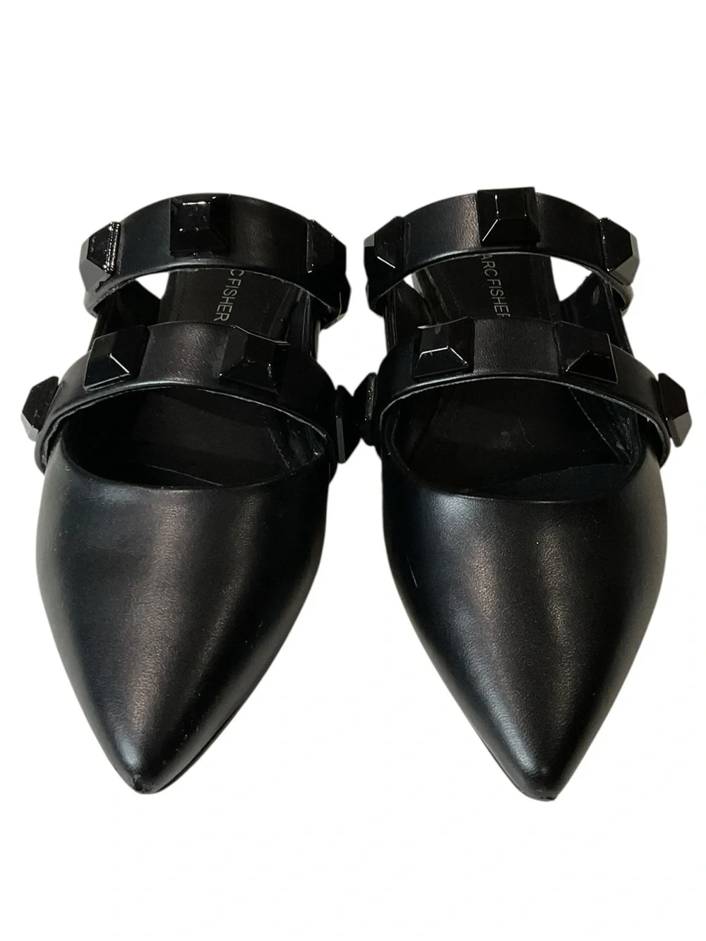 Marc Fisher Searli Black Pointed-Toe Studded Flat Slip-On Mules 6.5 - Picture 4 of 12